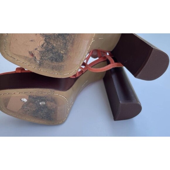 Vince Camuto Women’s Size 7 Multi Ties Strap Woven Platform heels ORANGE - Picture 6 of 13